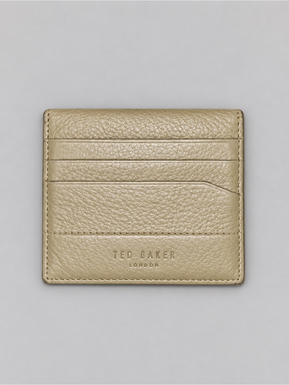 Ted Baker Pebbled Leather Card Sleeve Taupe/Tan